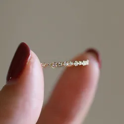 14K Gold - Plated Sterling Silver Sparkling Zircon Geometric Ring for Women - Elegant Party & Wedding Jewelry Accessory (Ring)