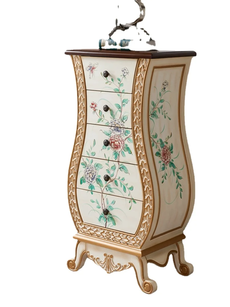 

ZC European Style Four Five Six Hallway Chest of Drawers Solid Wood American Vase Curio Cabinet