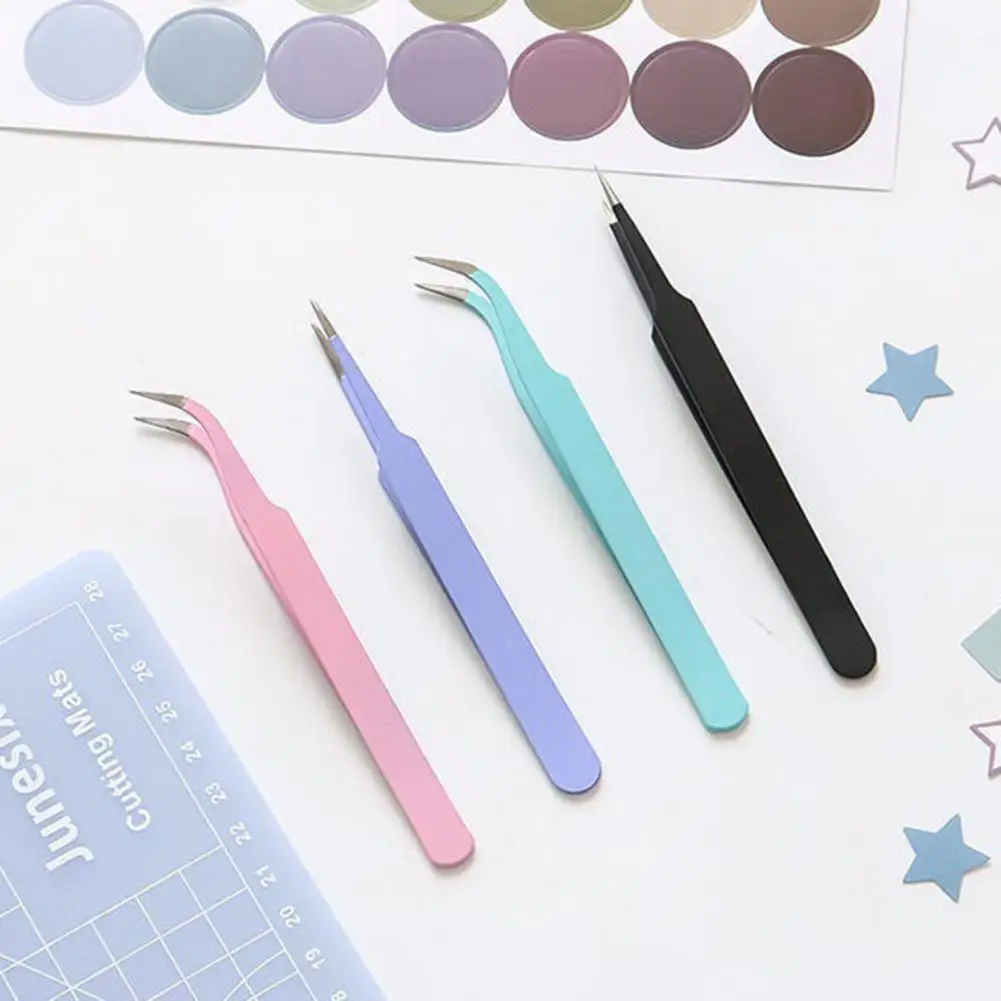 2Pcs Tweezer Universal DIY Tweezer Tool Corrosion-resistant Comfortable Grip Nail Art Sticker Rhinestones Picking