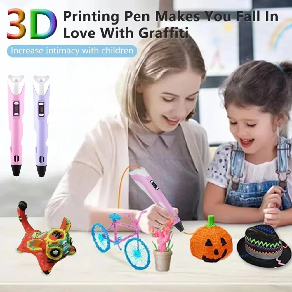 새로운 3D 프린팅 펜 어린이용 3D 펜 DIY 드로잉 펜 PLA 필라멘트 재질 장난감 어린이 남아 여아 크리스마스 생일 선물