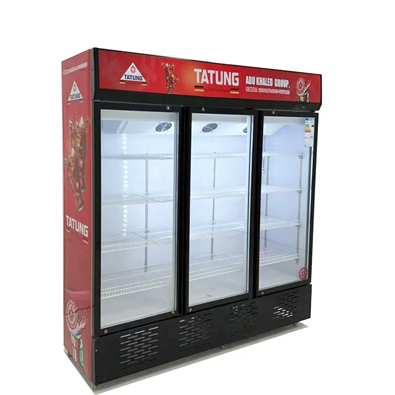 High-Quality Supermarket Vertical Air Coole With Glass Door Bottle Drink Open Display Cooler