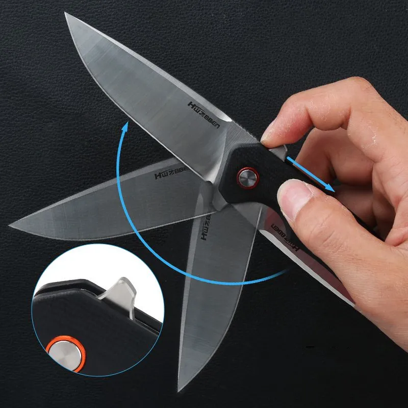 Pocket Folding Knife J146 D2 Blade G10 Handle Outdoor Hunting Hiking Tactical Jackknife Kitchen Utility Survival Camping Knife 4