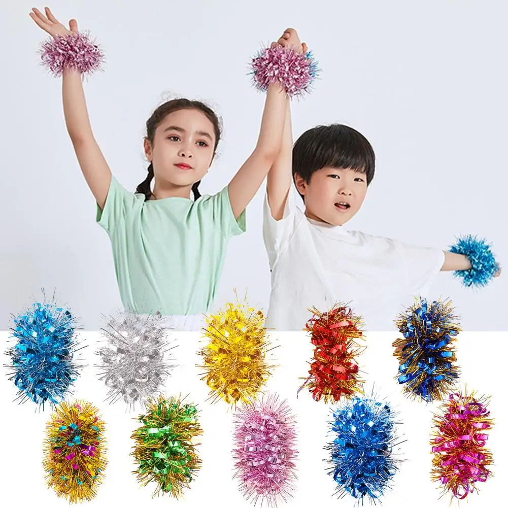 Cheerleader Wristband Hot Pink Cheer Accessory Cheerleading Pom Poms Set with Elastic Wristband Ponytail for Team for Holiday