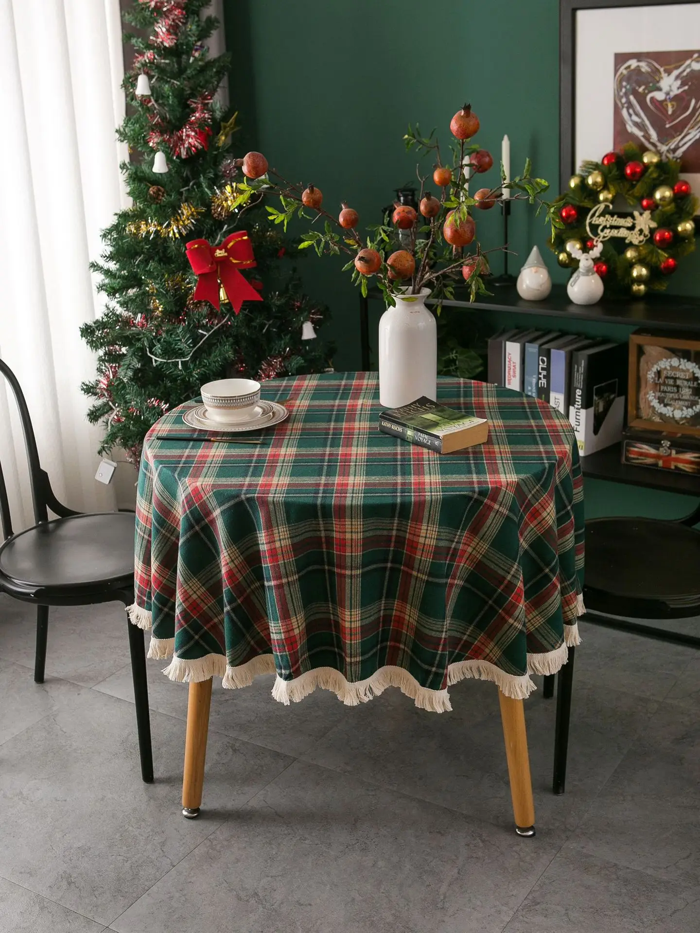 Description Picture 2 of itemChristmas Plaid Tablecloth Table Runner Napkin Festive Wedding Xmas Party Dinner Washable Reusable Tablecloth Desktop Decoration