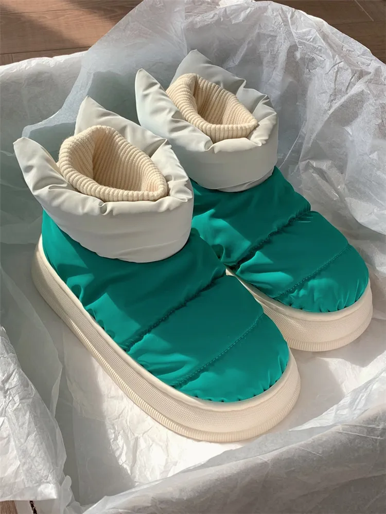 Chunky Women's Snow Boots Warm Down Winter 2022 Waterproof Female Ankle Boot With Fur Non-slip Candy Color Cotton Shoes Woman