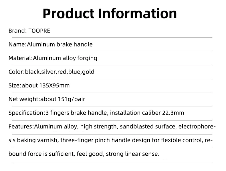TOOPRE FR5 Aluminiumlegierung Fahrradbremshebelgriffe für MTB Rennrad Bunte Bremshebel Kinderbremshebel Universal – Detail 4