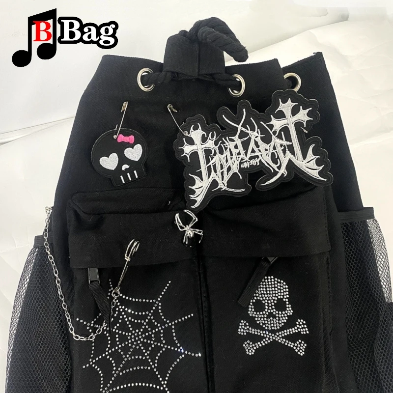 バッグ y2k grunge 2way oneshoulder backpack 00s Y2K Gothic Women Girls punk Rock Backpack shoulder Bags Handbags