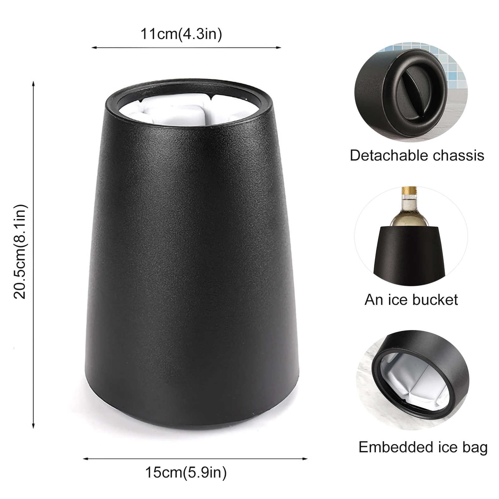 Wine Ice Bucket Wine Bottle Chill Cooler Portable Ice Pack Quick Cooling Removable Outdoor Thermal Insulation Bucket
