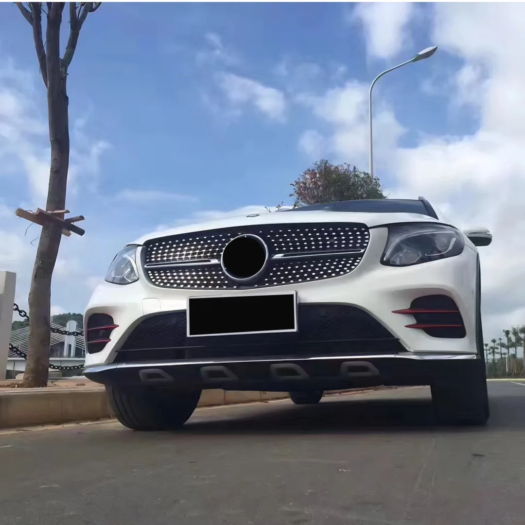 메르세데스 벤츠 C 클래스 W205 C205 S205 2014-2018 C250 C300 다이아몬드 스타일 업그레이드 인렛 메쉬 프론트 그릴 범퍼 그릴 개조