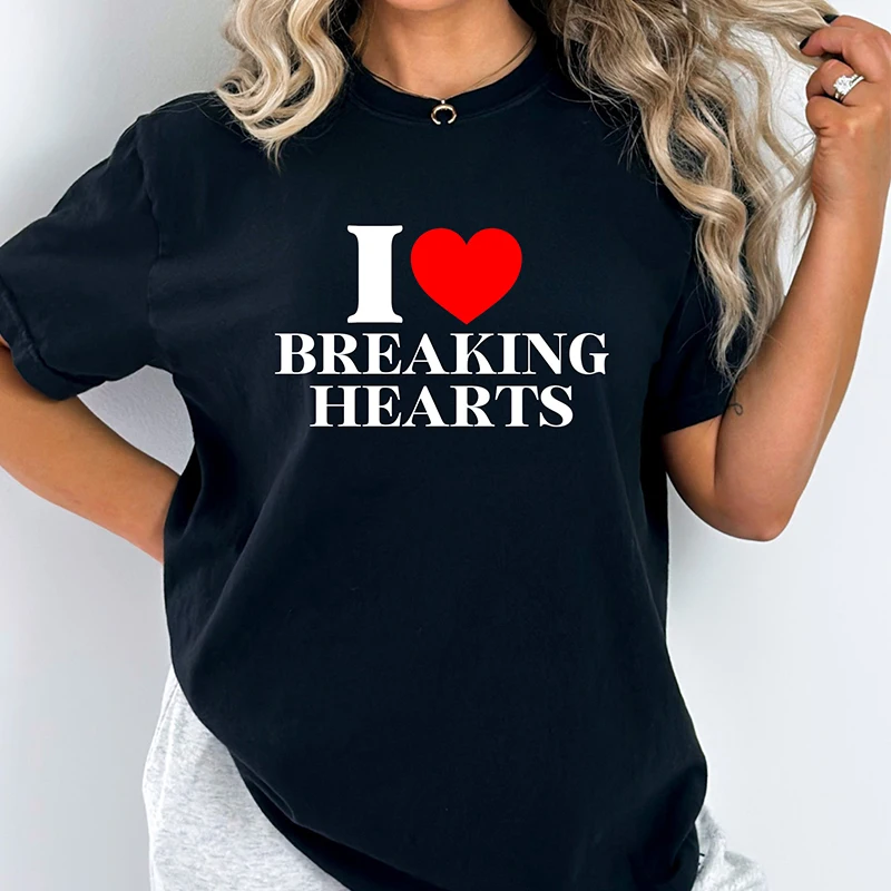 Винтажная женская футболка с графическим рисунком I Love Heart Breaking Hearts, женские футболки, Модная хлопковая Эстетическая одежда, Готическая футболка, топы Винтажная женская футболка с графическим рисунком I Love Heart Breaking Hearts, женские футболки, Модная хлопковая Эстетическая одежда, Готическая футболка, топы