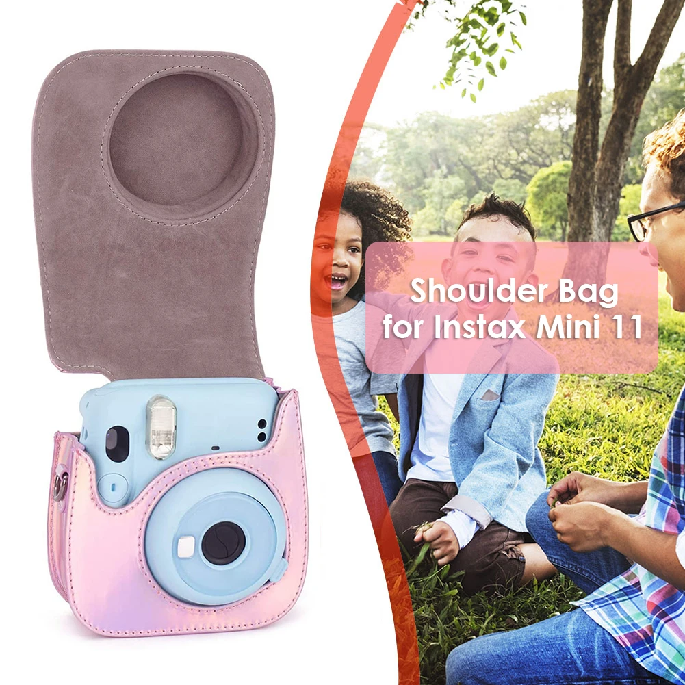 PU Leather Camera Case Protector Pouch Bag Compatible Case with Soft Shoulder Strap for Fujifilm Instax Mini 11 9 8