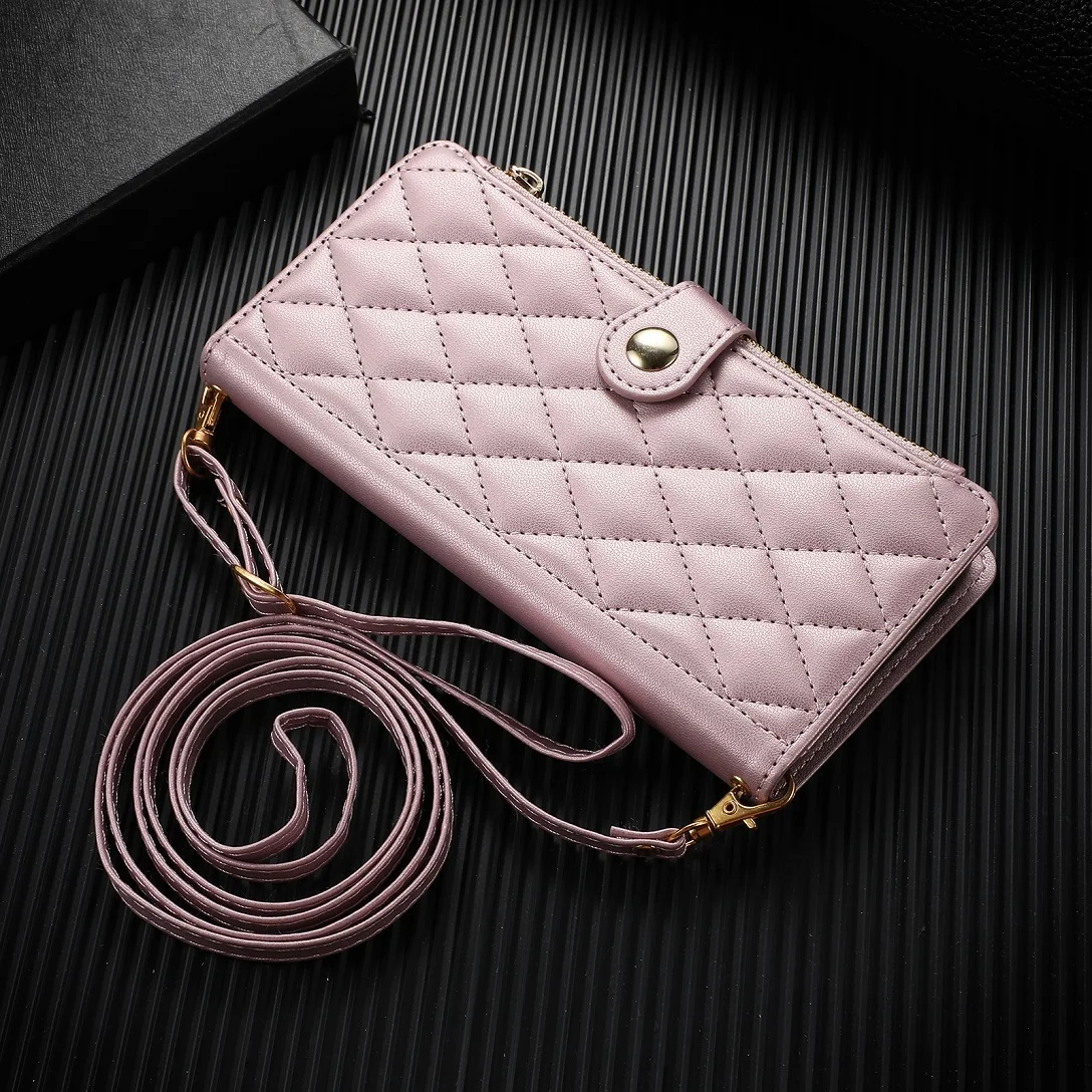 thumbnail image 1 of Funda de cuero con correa cruzada para iPhone, carcasa de lujo con cremallera para tarjetas, 11, 12, 13, 14, 15, 16 Pro Max Plus, X, XR, XS Max, 1 of 5