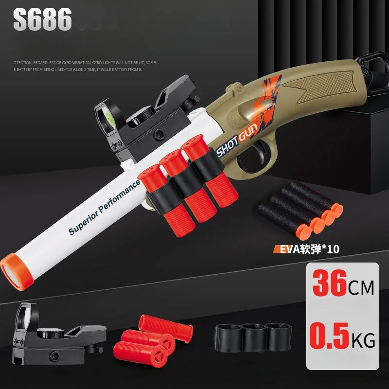 2024 S686 Shotgun Shell Eject Toy Gun Soft Bullet Airsoft Launcher Outdoor Sports Pistola Shot Gun Weapon for Children Boys Gift 6
