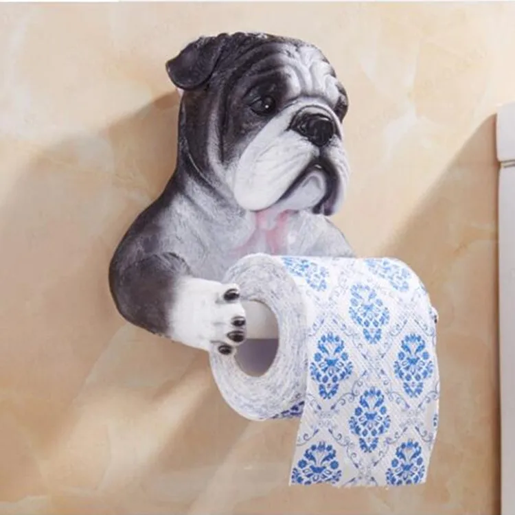 

Gray Dog Toilet Paper Holder Toilet Hygiene Resin Tray Free Punch Hand Tissue Box Household Paper Towel Holder Reel Spool Device
