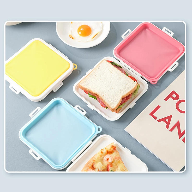 

Portable Sandwich Toast Bento Box Reusable Silicone Sandwich Box Eco-Friendly Lunch Food Container Microwavable Dinnerware