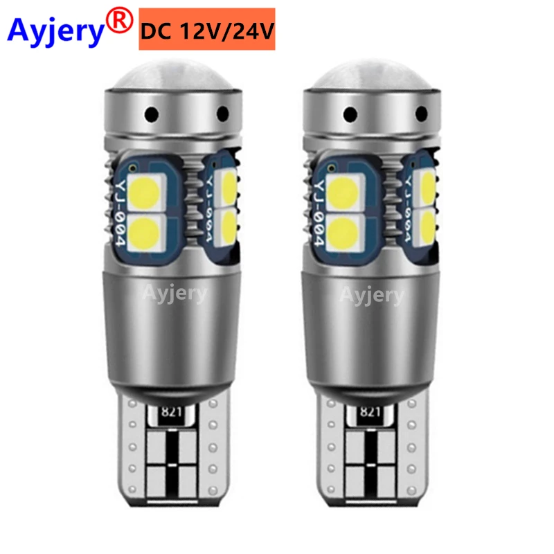 

AYJERY 300PCS T10 W5W 168 192 Led Tail Light 3030 10smd 12V/24V DC Car Led Auto Lamp CANBUS NO Error Car Marker Parking Bulb