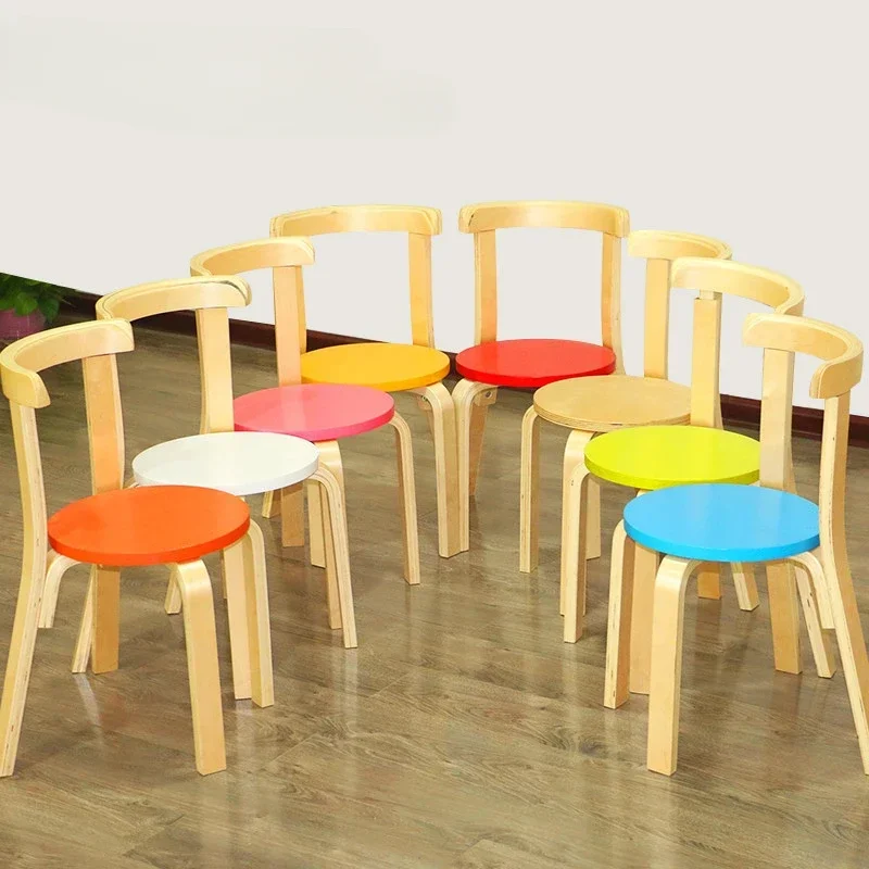 

Factory direct sales kindergarten solid wood table and chair thickened children's backrest chair early education art training cl