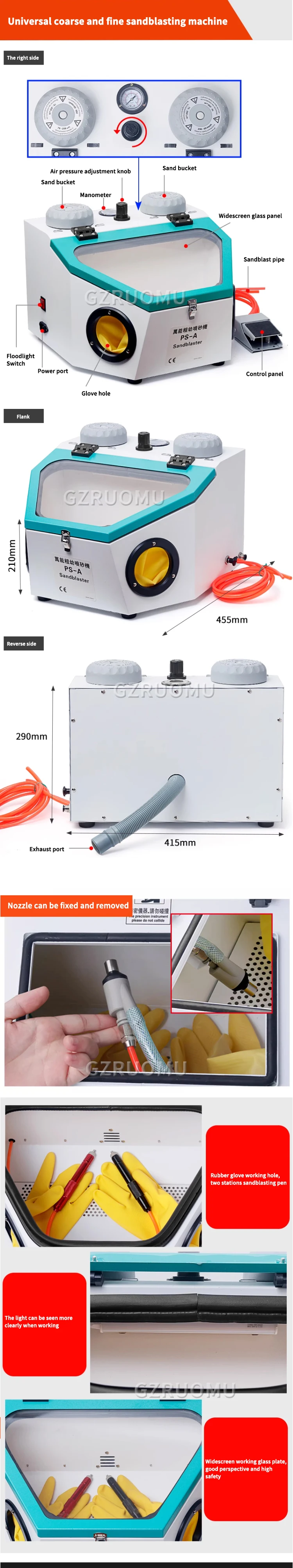 Jewelry Sand Blaster Double Barrel Pen Type Sandblasting Machine Precision Frost