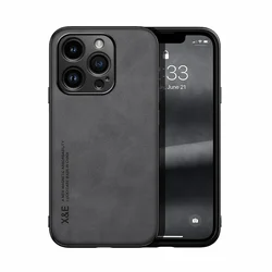 Leather Phone Case with Metal Plate for iPhoneSE 20 - 2022 (Dark Gray)