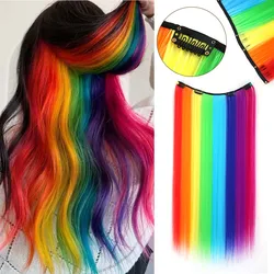 Vibrant 22 Rainbow Clip - In Hair Extensions - Seamless & Heat - Resistant Straight Hair - 22inches (A2)