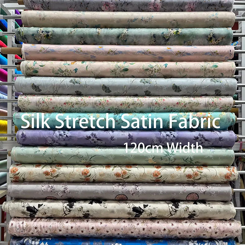

Silk Stretch Satin Fabric by the Yard,Skin Friendly, Soft, 120cm Width, 19Momme, DIY Sewing, Free Shipping, New