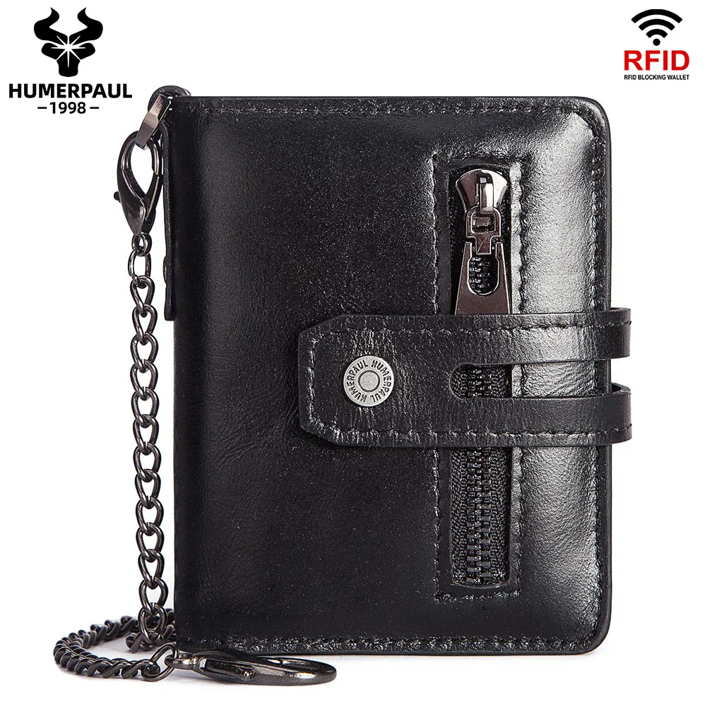 Men's Genuine Leather RFID Credit Card Holder Wallet - Sleek Business Card Case with Smart Aluminum Pop-Up Feature