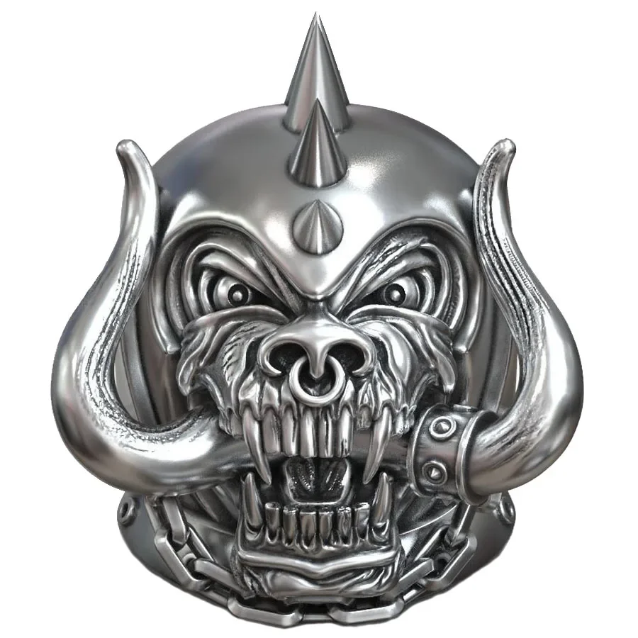 37g 3D Hell Warcraft Warrior Skull Metal Biker Ring  Customized 925 Solid Sterling Silver Vintage Black Gold Many Sizes 6-13