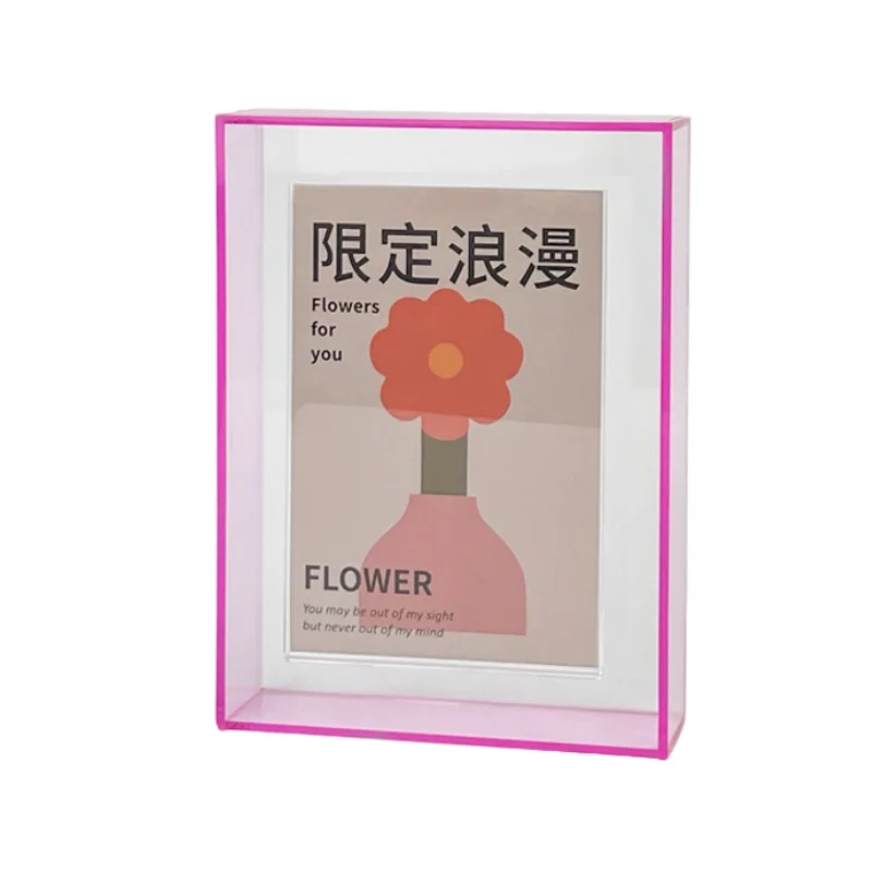 Pink Acrylic Photo Frame for Home Office Decor
