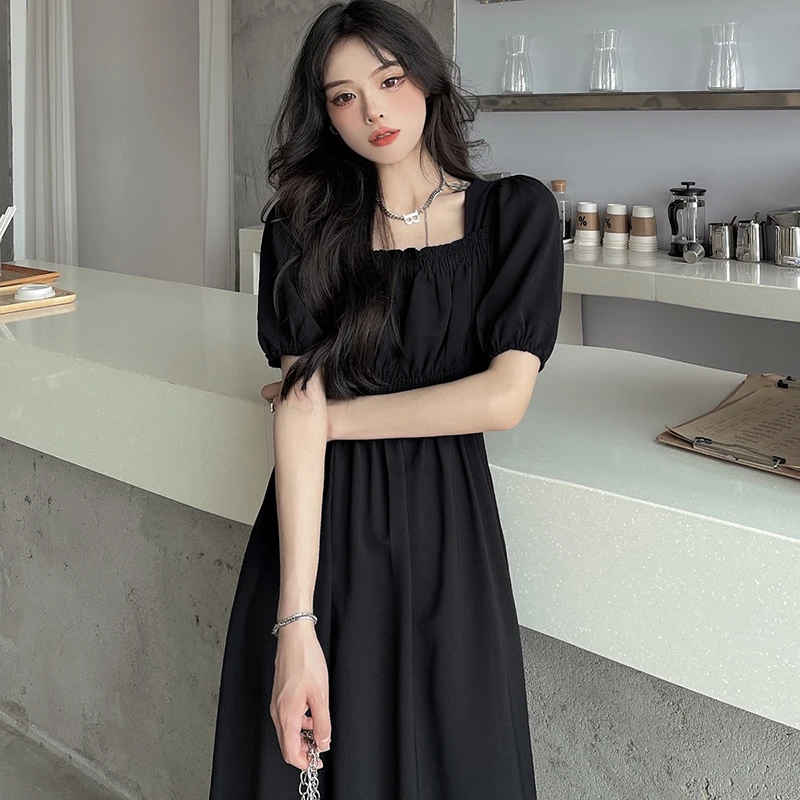 Black Folds Retro Long Maxi Dress