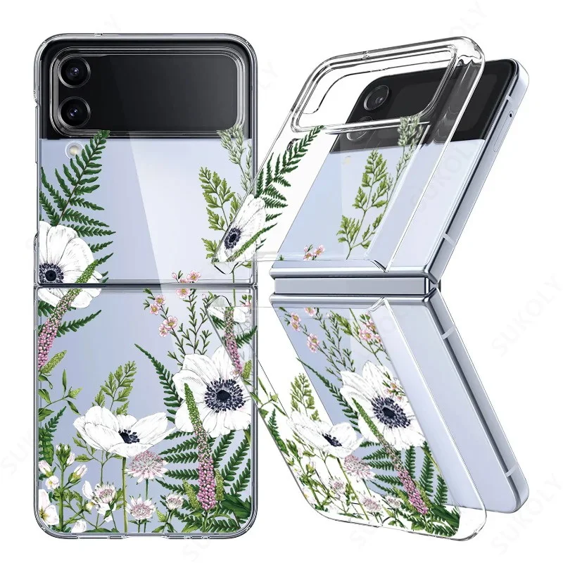 Flower Pattern Shockproof Transparent Folding Phone Case