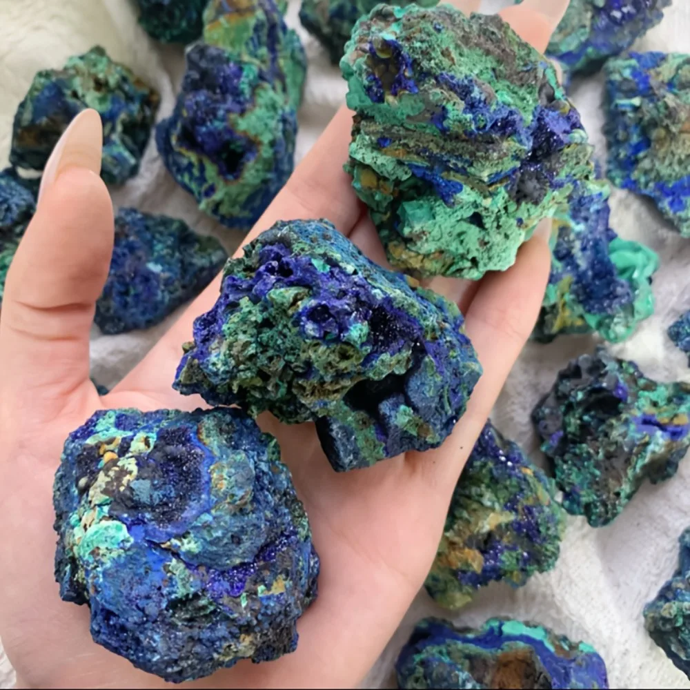 Natural Azurite Malachite Geode Quartz Crystal Geode Cluster Mineral Specimen Teaching Research Stone Collectible For Gift Decor 6