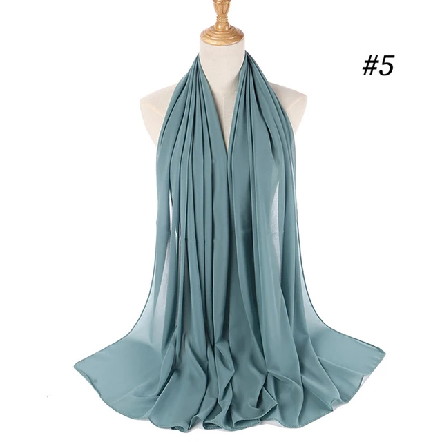 Musulman en mousseline de soie Hijab femmes bulle en mousseline de soie écharpe pour femmes dames voile musulman Islam couleur unie malaisie Musulman Wrap foulards