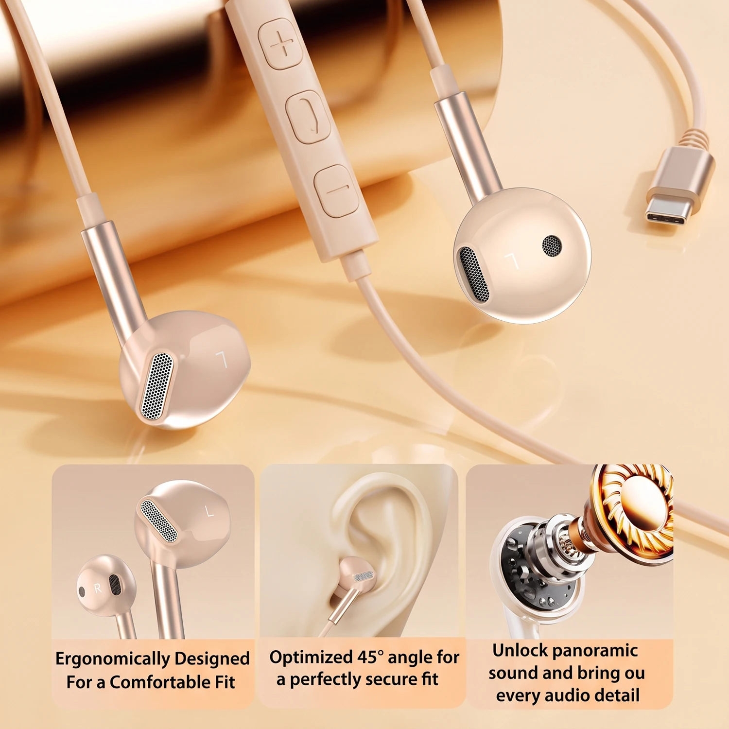 HiFi Surround Sound Wired In-Ear Headphones with Button Control