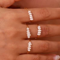 La. Muses Elegant Small Freshwater Pearl Stainless Steel Finger Rings Women Fashion Daily Waterproof Jewelry And Accessories - Image 4