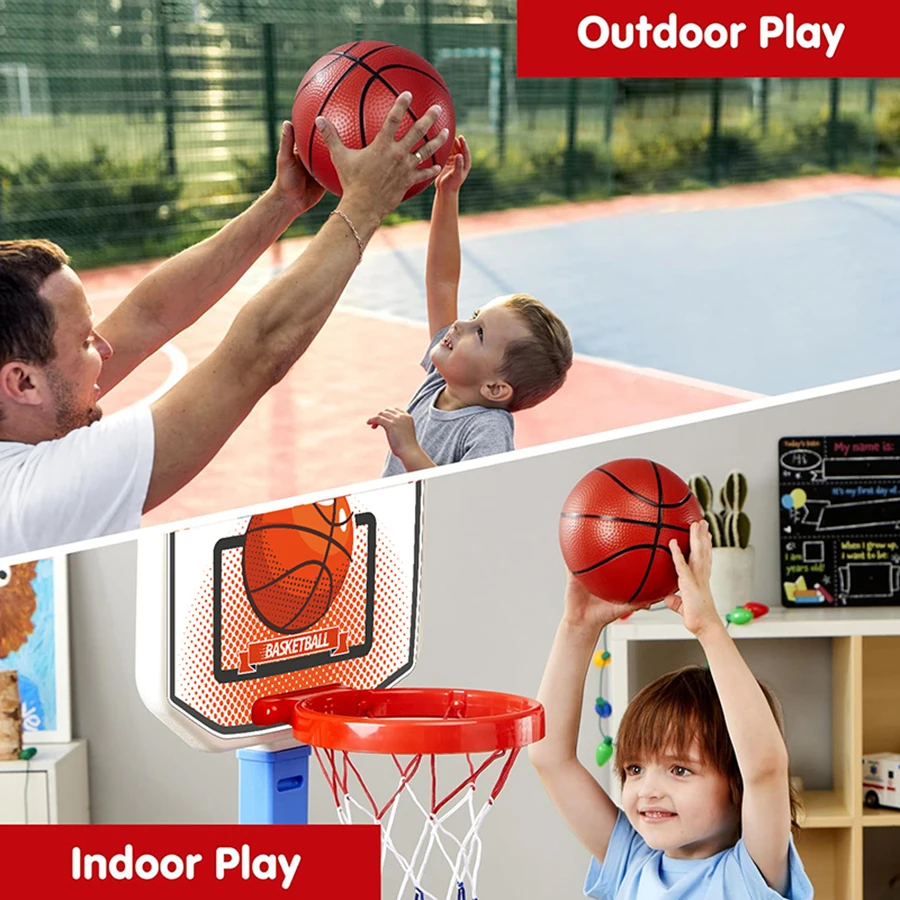 Basketball Set, Adjustable Hoop with 4 Balls, Indoor Outdoor Play, Carnival Game, Christmas, Birthday Gift 6