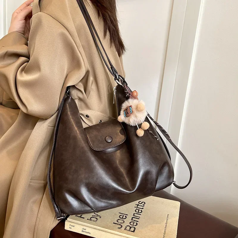 Women's 2025 New PU Leather Multi-Functional Backpack Tote Bag, Large Capacity Commuter Laptop Bag Stylish Minimalist Design