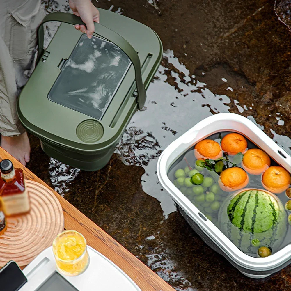 

Foldable Picnic Storage Box Multifunctional Fruit Snack Basket Case with Lid Large-capacity Equipment for Camping Spring Outing