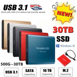 Portable Hard Drive 30TB 4TB 8TB External 16TB  Mass Storage USB3.1 High Speed Mobile Solid State SSD Hard Drive Storage Device