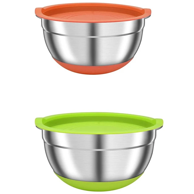Stainless Steel Mixing Bowls with Lids - Nesting Bowls with