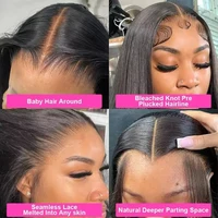 Perruque sans colle, lisse comme un bâton, avec dentelle HD 13x4 13x6, cheveux humains pour femmes noires, pré-épilée, perruques frontales brésiliennes 13x4 3