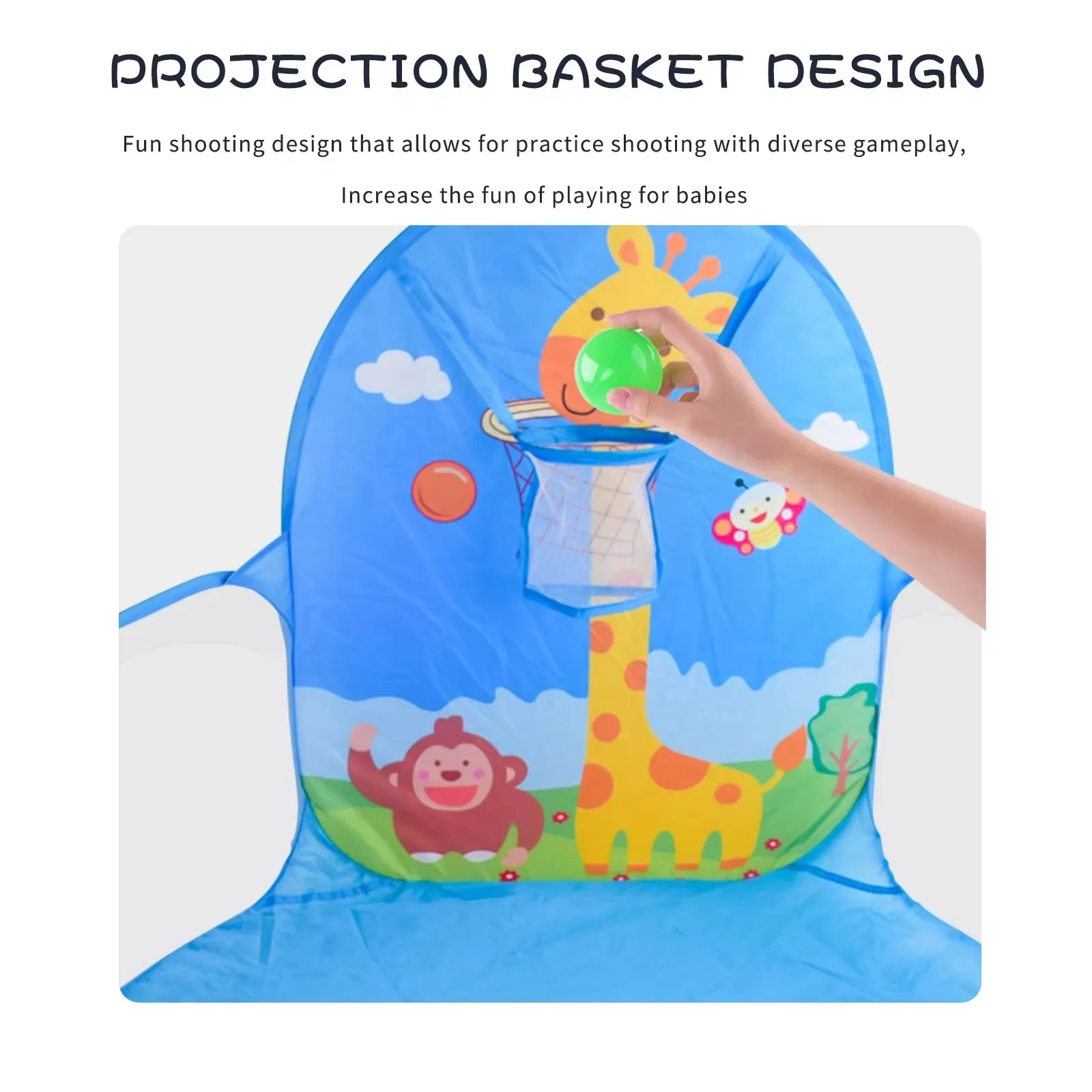 Curved Deer Cartoon Pattern Children's Ocean Wave Pool, Foldable Indoor And Outdoor Portable Toys