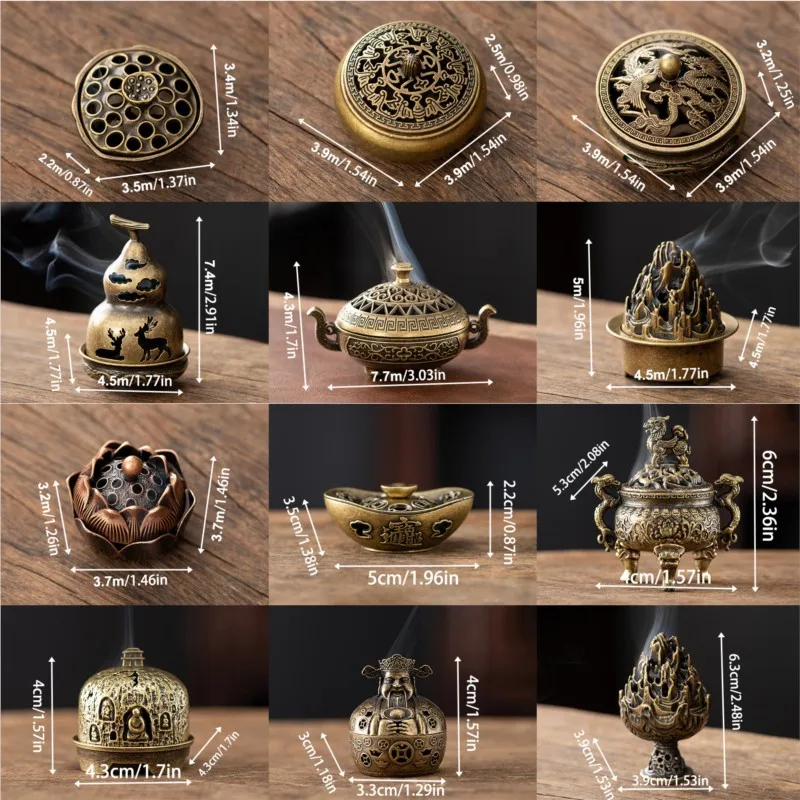 Vintage Alloy Incense Burner Stick Holder Three Legged Hollow Out Mini Sandalwood Censer Incense Burner Home Decoration - Image 2
