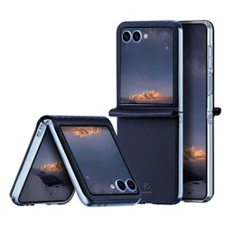 Premium Shockproof Leather Flip Phone Case - Ultra - Thin Checkered Design - Galaxy Z Fold7 (Blue)