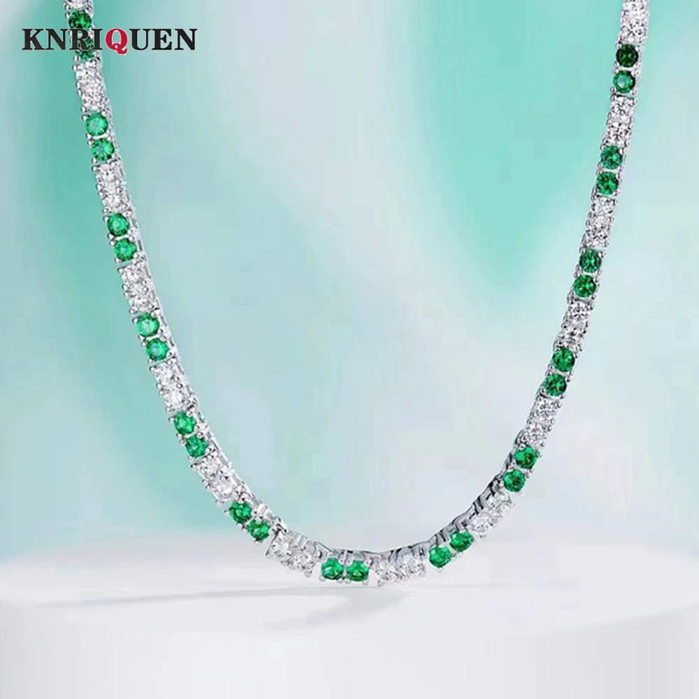 2023 Trend 100 925 Solide Silber Smaragd Edelstein Tennis Kette