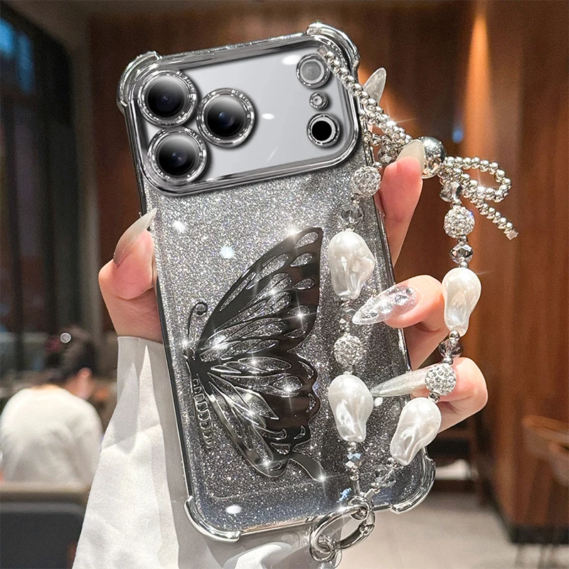Laser Butterfly Glitter Shockproof Plating Bracelet Silicone Case