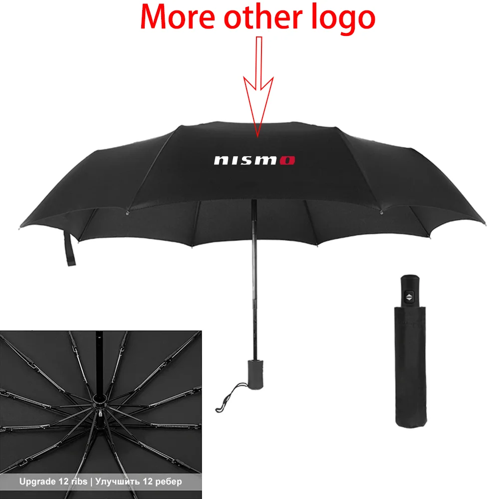 1pc Black Windproof Umbrella Fully Automatic Folding Umbrella For Nismo Nissan Qashqai j11 j10 Juke X Trail t32 Car Accessories