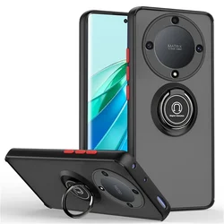 Armor Matte Shockproof Case with Ring Holder Stand for Honor X9a (Black Red)