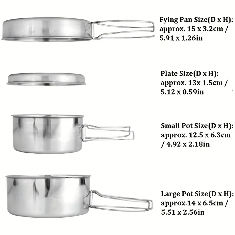 Description Picture 4 of item2/4Pcs Outdoor Stainless-Steel Camping Cookware Set Camping Bowl Outdoor Bowl Pot Set Hiking Backpacking Cooking Picnic Tool