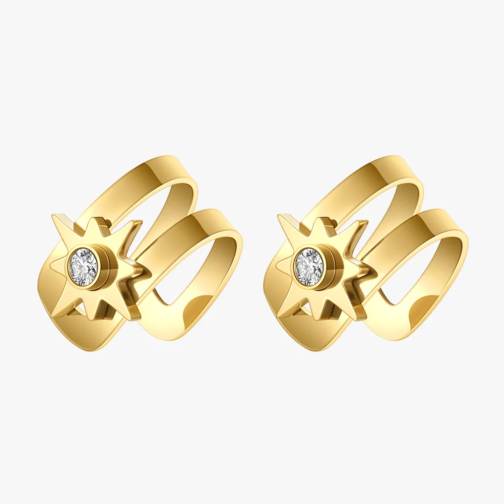 ENFASHION Small Star Ear Cuff Stainless Steel Earrings For Women Gold Color Fashion Jewelry Zircon Earring Pendientes E211260