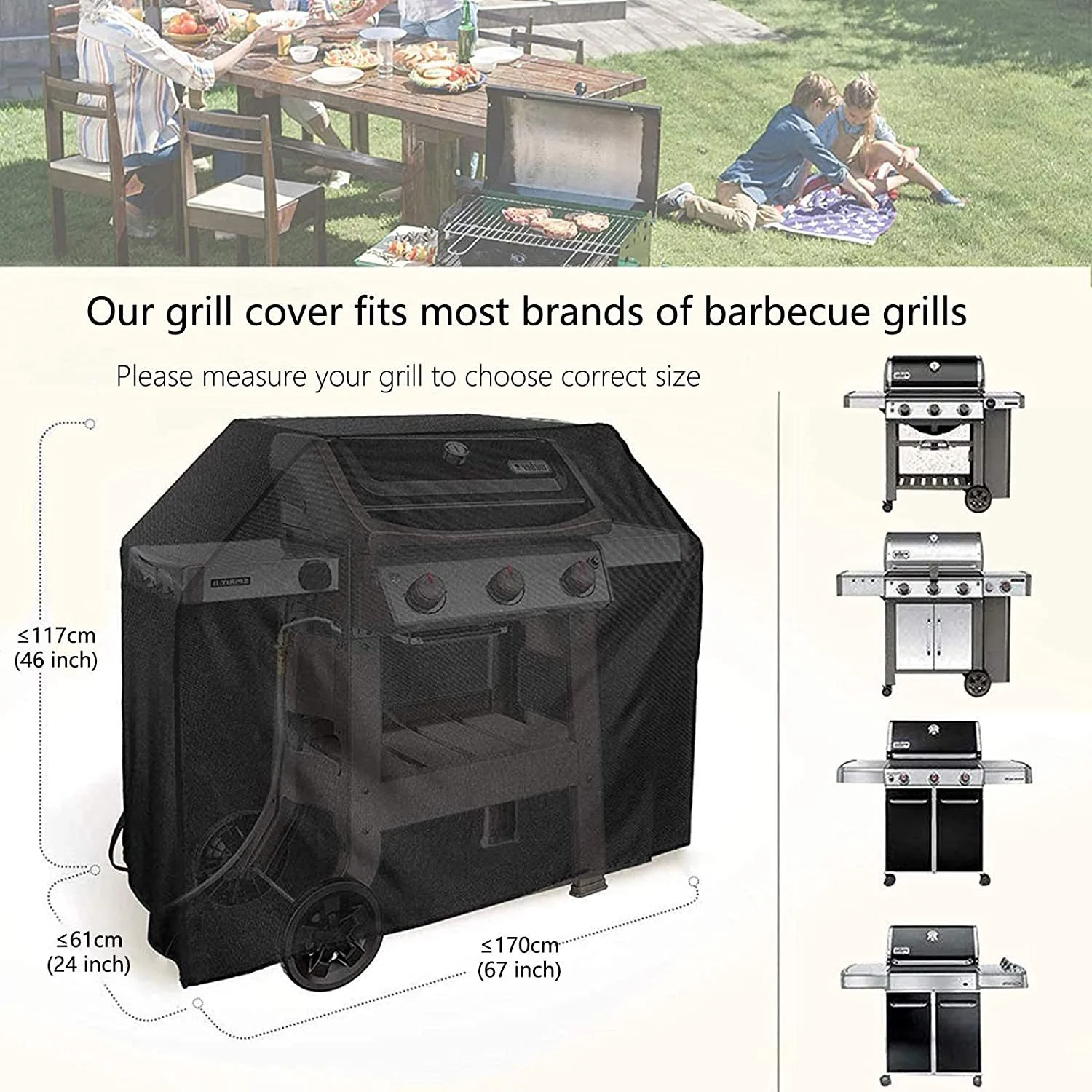BBQ Grill Patio Furniture Cover 210D Oxford Fabric Waterproof Dustproof All Weather Protection